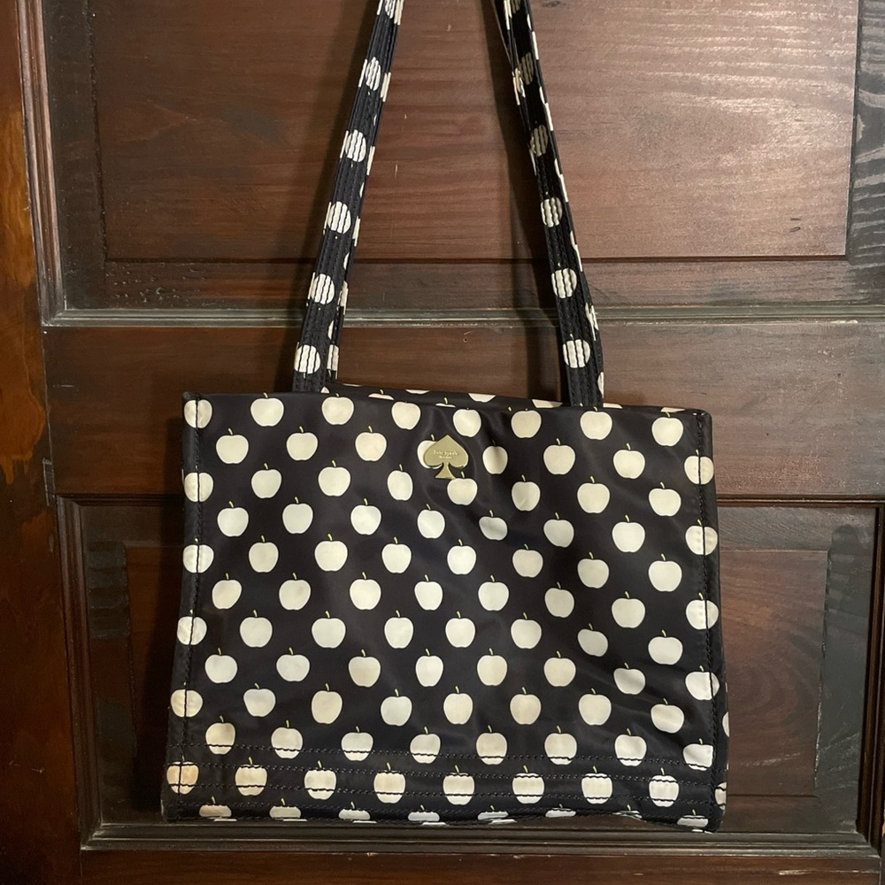 Kate Spade Apple Print Tote in Black and Cream